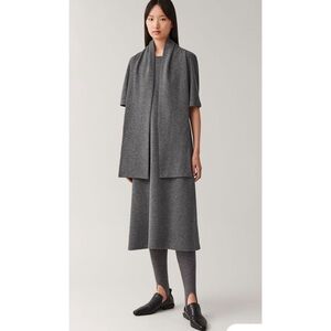COS Cotton/Wool Blend Dress With Attached Scarf in Grey Size XS